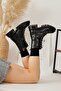 Suzette Black Lace-Up Thick-Soled Women's Boots, Women's Bootie - 5