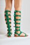 Haixia Genuine Leather Green Gladiator Women's Sandals Opportunity Product - 3
