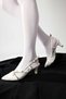 Monna White Pointed Toe Buckle Detailed Short Heeled Women's Shoes - 6