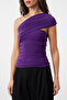 Flexible Purple Knitted Blouse - Single Shoulder Derapeli, TWOSS24BZ00214 - 4