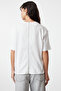 Beyaz %100 Kalın Pamuklu Fermuar Detaylı Relaxed/Rahat Kalıp Örme T-Shirt TWOSS24TS00272 - 8
