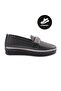 307 Women's Thick Sole Silver Stone Strap Comfort Shoes Black