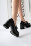 Chanpen Black Buckle Detailed Platform Women's Casual Shoes - 4