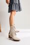 Lillebeth Beige Tasseled Western Women's Boots, Women's Bootie - 3