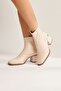 Dominga Beige Women's Zippered Boots, Women's Bootie - 4