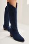 Hero Navy Blue Suede Embroidered Cowboy Women's Boots - 4