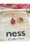 Small Cat's Eye Natural Stone Pink Drop Earrings - 3