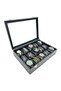 Watch Box Glass Watch Organizer Leather Black