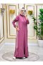 Hijab Women's Dress , Two Yarns Fabric N-05111 _ Pink - 2