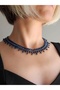 Ethnic Bohemian Petrol Green Cluster Model Sand Crystal Bead Necklace Handmade - 2