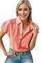 Women's Linen Bat Short Sleeve Dusty Rose Summer Shirt