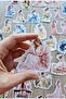 24 Pcs Transparent Girl Sticker Set Bullet Journal Scrapbook Laptop Sticker Pink Flower - 2
