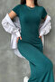 Women's Crew Neck Stretchy Sandy Long Dress - 3