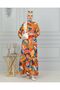Long Full Length Sleeve Elastic 100% Cotton Viscose Fabric Skirt Ruffle Patterned Prevailing Collar Dress - 3