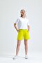 Lemon Yellow Detailed Pocket High Waist Short Sweat Shorts - 3