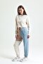 Cream Crew Neck Crop Sweatshirt - 3