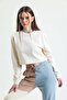 Cream Crew Neck Crop Sweatshirt