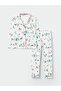 Shirt Collar New Year Themed Long Sleeve Women's Pajama Set - 7