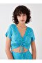 Xside V-Neck Floral Short Sleeve Crop Women's Blouse (S3) - 2