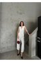White Women's Buttoned Vest-Carrot Pants Two-Piece Summer Set - 5