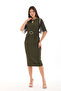 Midi Khaki Belt Detailed Evening Dress/Gown - 2