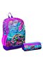 Elementary School Backpack and Pencil Case Set - Pink and Purple Turtle - Girl