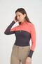 Orange Anthracite Paneled Zippered Long sleeve Riding Women's t-shirt - 3