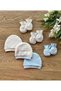 Organic Set of 6 Newborn Baby Gloves and Hats Striped - 2