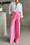 Pink Palazzo Trousers - Button Detail and Dart