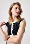 X Melodi Black-Cream Ribbed Halter Neck Bikini Top Vintage Top2 - 6
