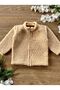 Plush Zippered Children's Cardigan Stand Collar Brown - 3