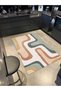 Green and Orange Thick Line Paint Pattern Decorative and Washable Carpet Miravip9251 - 2