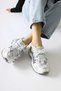 Nely White Asymmetrical Lace-Up Women's Sneakers, Women's Sneakers