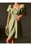 Trendy Graduation Evening Dress Women's Hanging Neck Detail Crepe Fabric Dress (Colorful)