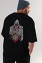 Assassins Back Printed Black Oversize T-shirt Unisex Men's Women's Crew Neck