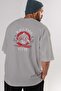 Kratos Gym Back Printed Gray Oversize T-Shirt Crew Neck Cotton Men's Women's - 7