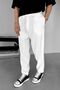 Baggy Fit Loose Fit Men's White Ribbed Jogger - 2