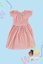 Dusty Rose Girls Short Sleeve Elastic Waist Woven Dress Tkdss24El00016 - 7