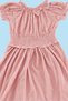 Dusty Rose Girls Short Sleeve Elastic Waist Woven Dress Tkdss24El00016 - 6
