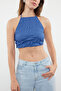 Indigo Textured Crop Halter Neck Stretchy Knitted Blouse TWOSS24BZ00602 - 3