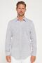 Men's Slim Fit Long Sleeve 100% Cotton Linen Texture Epaulettes Navy Blue Shirt - 2