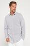 Men's Slim Fit Long Sleeve 100% Cotton Linen Texture Epaulettes Navy Blue Shirt