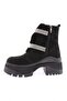 22011 Women's Fur Detailed Zippered Thick Sole Siver Stone Boots Black Suede - 3