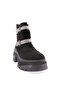 22011 Women's Fur Detailed Zippered Thick Sole Siver Stone Boots Black Suede - 2