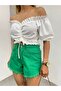 Women's Madonna Neck Off-The-Shoulder Crop Blouse with Drawstring Front - 4