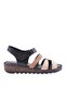 320-23Y Women's Strappy Velcro Sandals Genuine Leather Black Garni