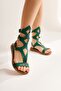 Genuine Leather Hill Green Gladiator Women's Sandals Opportunity Product