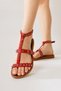 Genuine Leather Hivin Red Metal Bead Detailed Women's Sandals Opportunity Product - 5