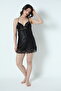 Shorts Set Bridal Dowry Set - Black Satin, 6-Piece Nightgown and Dressing Set 8610 - 3
