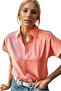 Women's Linen Bat Short Sleeve Dusty Rose Summer Shirt - 2